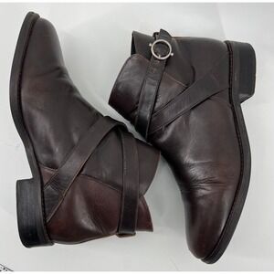 Ariat Windsor Dark Brown Leather Buckle Wrap Ankle Boots Women's sz 8